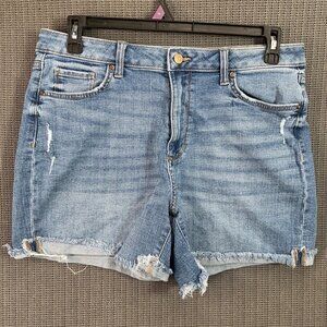 Sonoma Womens Denim Shorts Size 14 Light Wash Distressed Frayed Hem Mid-Rise